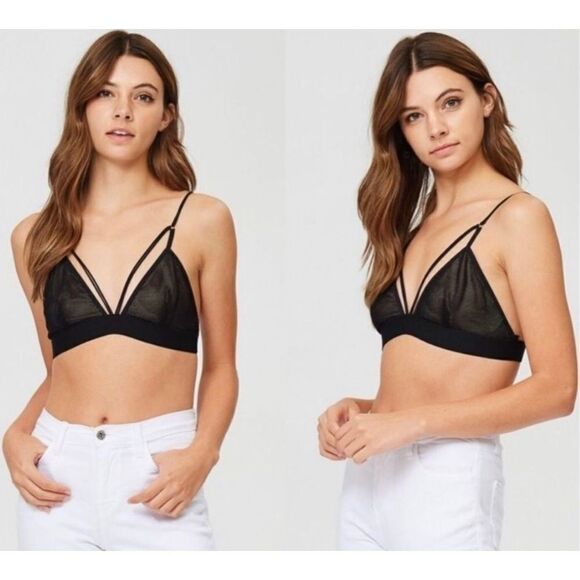 Storia Front V-Strap Mesh Black Bralette W/ Lining Size Small - Picture 1 of 8